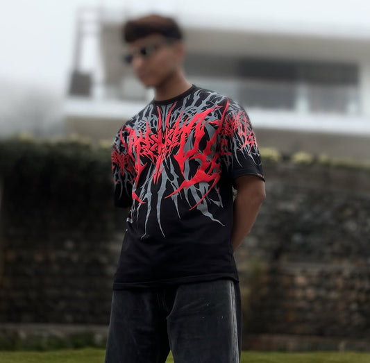 “RED VOID” Oversized Drop Shoulder Tee